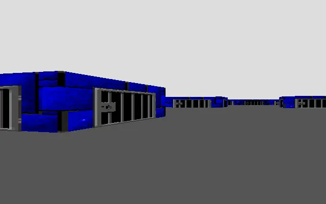 A screenshot of Wolfenstein 3D as rendered by mcomella's implementation with the assets from the shareware version of Wolfenstein 3D